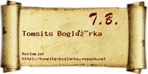 Tomsits Boglárka névjegykártya